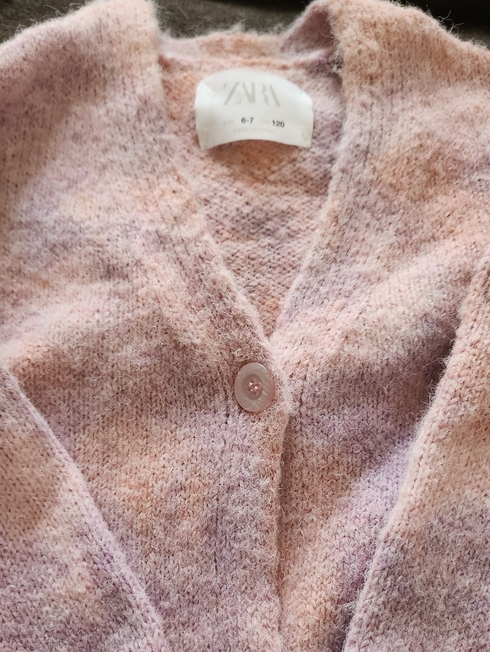 Zara Pastel Pink and Lavender Fuzzy V-Neck Cardigan